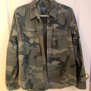 Military camo shirt jacket